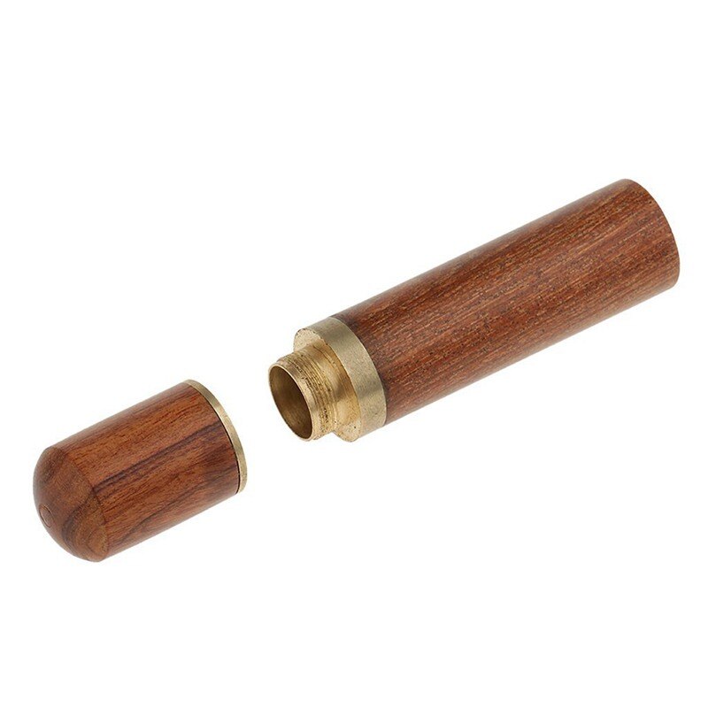 Penvormige tandenstokerbuis van hout, duurzaam draagbaar doosje tandenstokers, bruine kleur: Default Title