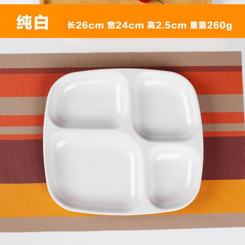 10 Inches Divided Plates,Melamine Tray Plate,Stackable,Dishwasher Safe (blue),Imitation Porcelain Square 4 Grid Fast Food Plate: 8