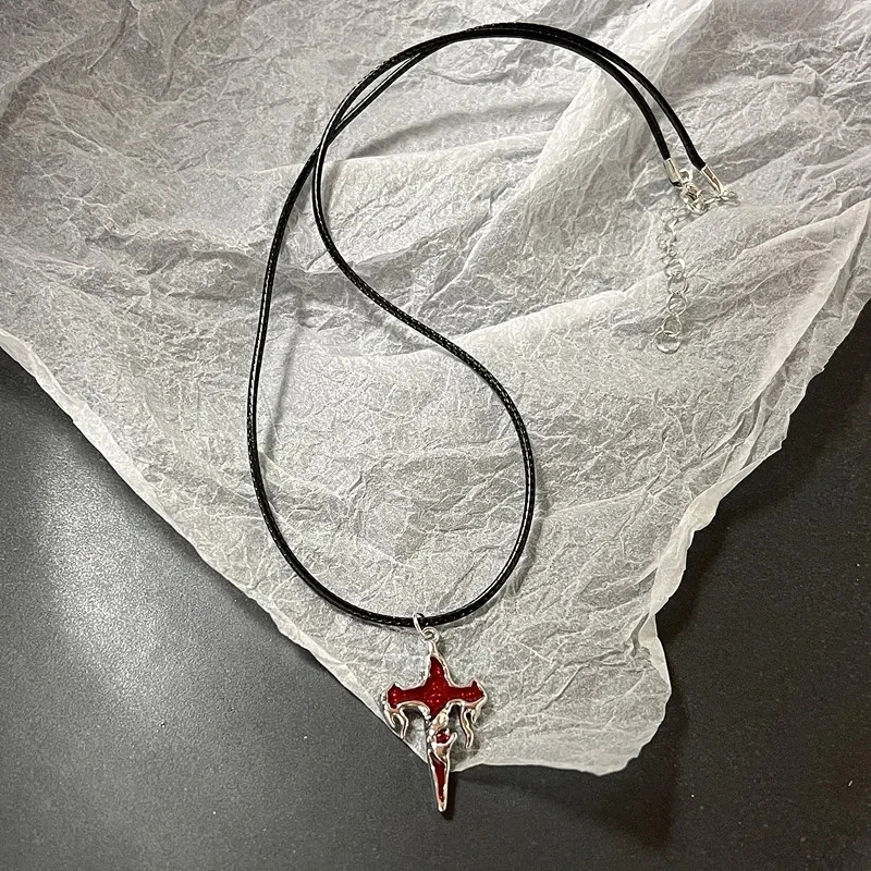 Collar de corazón de amor Y2k para mujer, Hip Hop, corazones rojos, colgantes rosas, collares, cadena de cuerda, Rave para niñas, joyería gótica: Rodio plateado