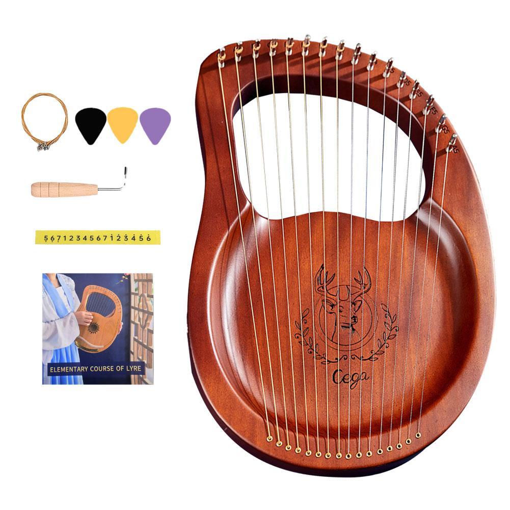 Harpe Lyre en bois à 16 cordes, boîte de résonance, Instrument à cordes avec clé de réglage, 3 choix, Instrument de musique à cordes pour enfants