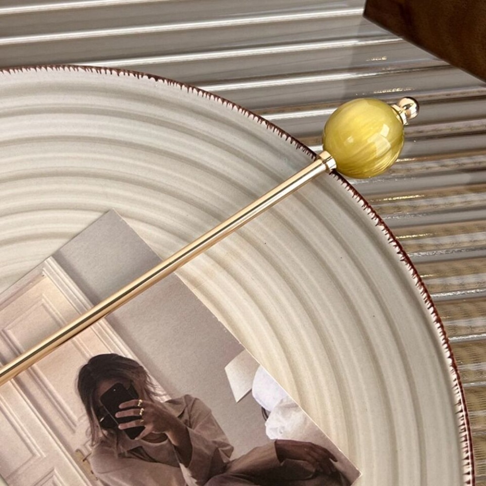 Modern Chinese Style Round Ball Metal Hairpin Fresh Alloy Panfa Artifact Simplicity Advanced Sense Hair Clip Headdress Stick