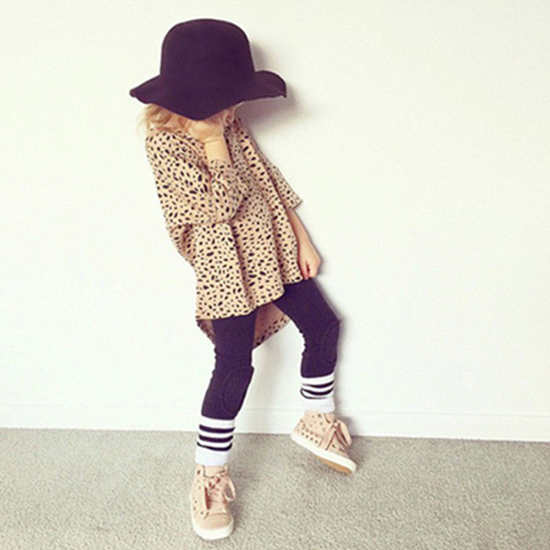 Nette Halbe Hülse Leopard drucken T Shirt oben Für Mädchen
