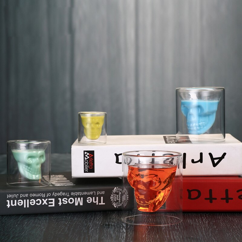 2 størrelser vinglass hodeskalle skudd glass morsomt gjennomsiktig fest doo glass vaso min bootle copo ølfestdekor