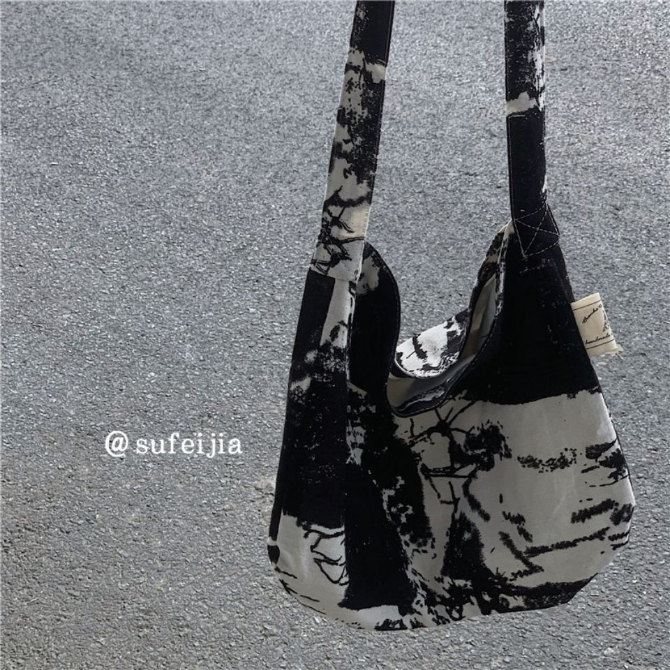 Boodschappentassen Vrouwen Afdrukken Vintage Schouder Canvas Tas Cross-Body Harajuku Retro Grote Capaciteit Shopper Dagelijks Hasp Pouch Leisure: Default Title