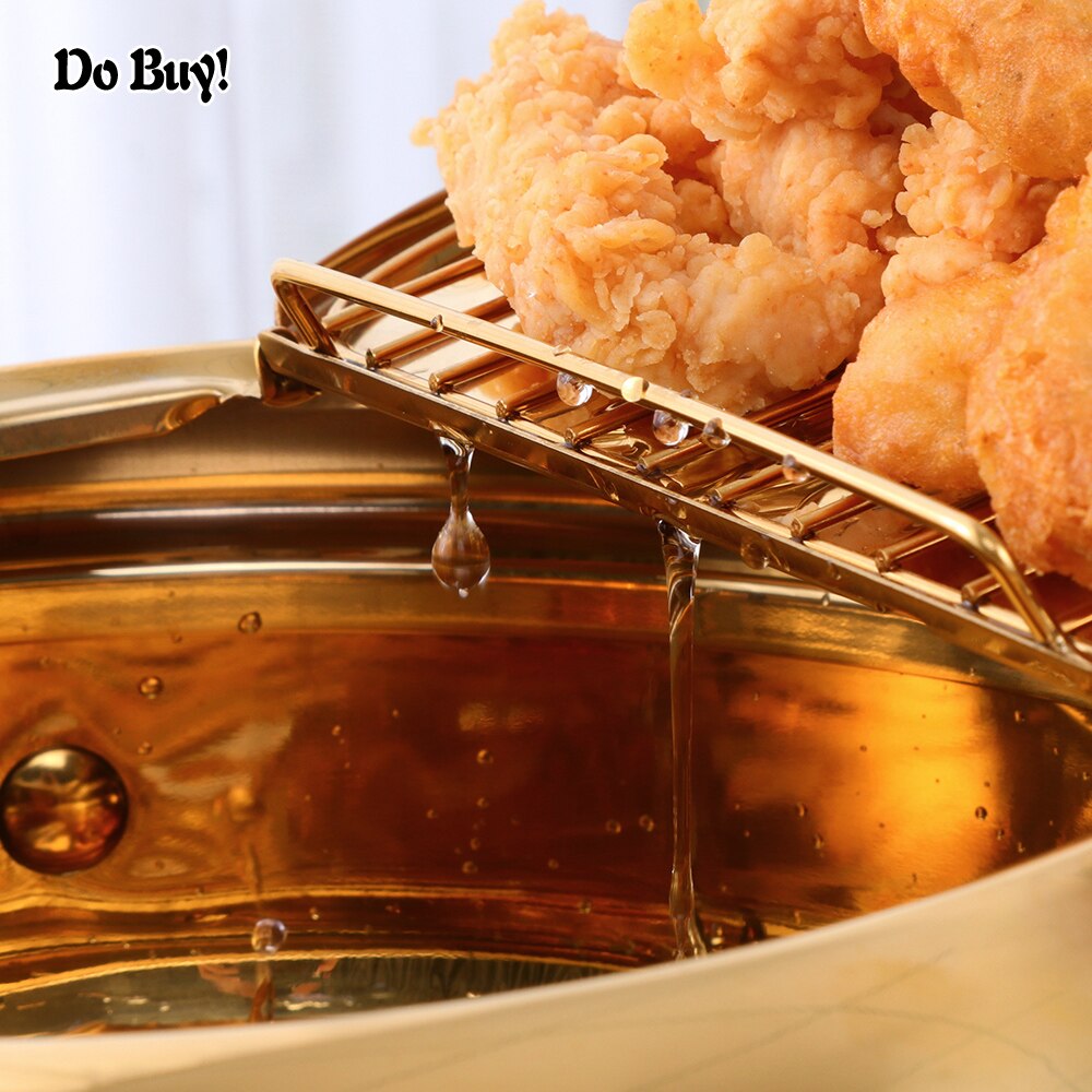 Forniture da cucina coreane pentole in oro reale Tempura friggitrice pentola con intaglio padella per alimenti pentole utensili da cucina in oro