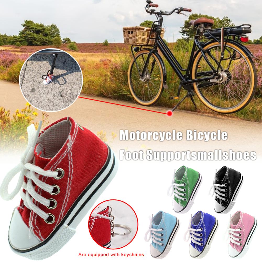 Motorcykel cykel fodstøtte små sko elbil stativ indretning cykel sidestativ kickstand lærred sko mini sko nøglering