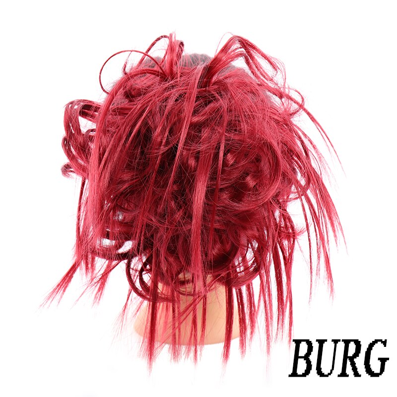 Xuanguang syntetisk rörig chignon munk gary brun färg hår bulle pad elastisk hår rep gummiband hårförlängningar: Småstad