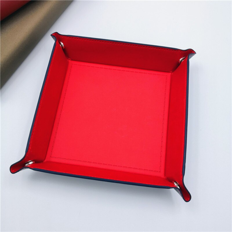 Pu lederen dobbelstenen rolplaat vierkante dobbelstenenplaat dobbelstenendoos voor tafelspellen dobbelstenen opslag.: 07