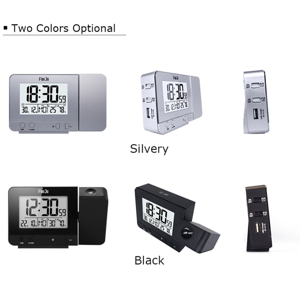 Led Clock Multi-Function Alarm Clock Temperature Display for Home Office School (Black, No Battery)