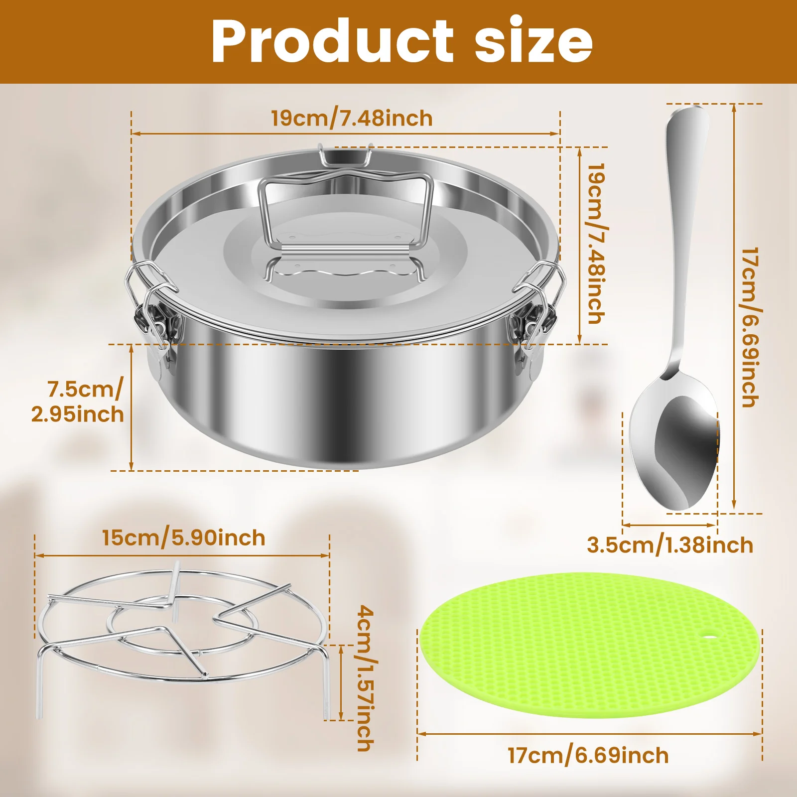 Flan Mold with Lid and Handle Stainless Steel Flan Pan Practical Flan Pan Mold with Steam Rack Honeycomb Mat Spoon Flan Pot