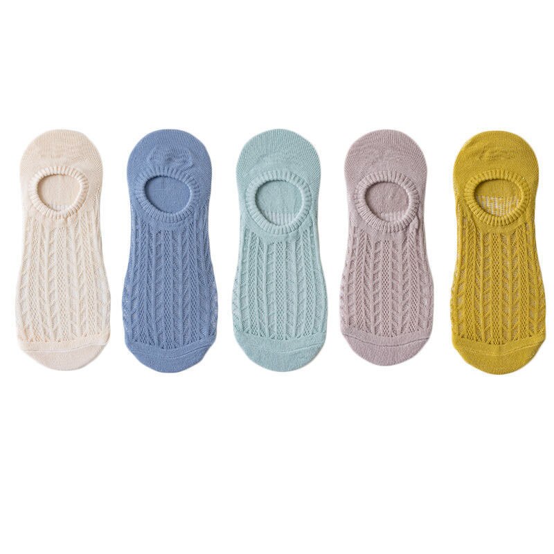 5 paia/lotto calzini invisibili in cotone Mujer antiscivolo Chaussette caviglia bassa donna femminile calzini da barca No Show Calcetines traspiranti: 02