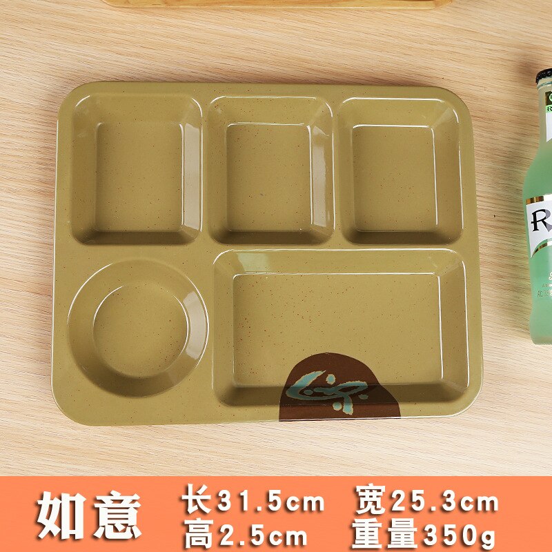 12.5 Inches Divided Plates,Melamine Tray Plate,Stackable,Dishwasher Safe (blue),Imitation Porcelain 5 Grid Fast Food Plate: 10