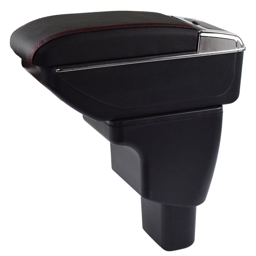 Voor Hyundai I10 2007 - Opbergdoos Interieur Armsteun Armsteun Interieur Dual Layer Black Lederen Asbak: Red thread