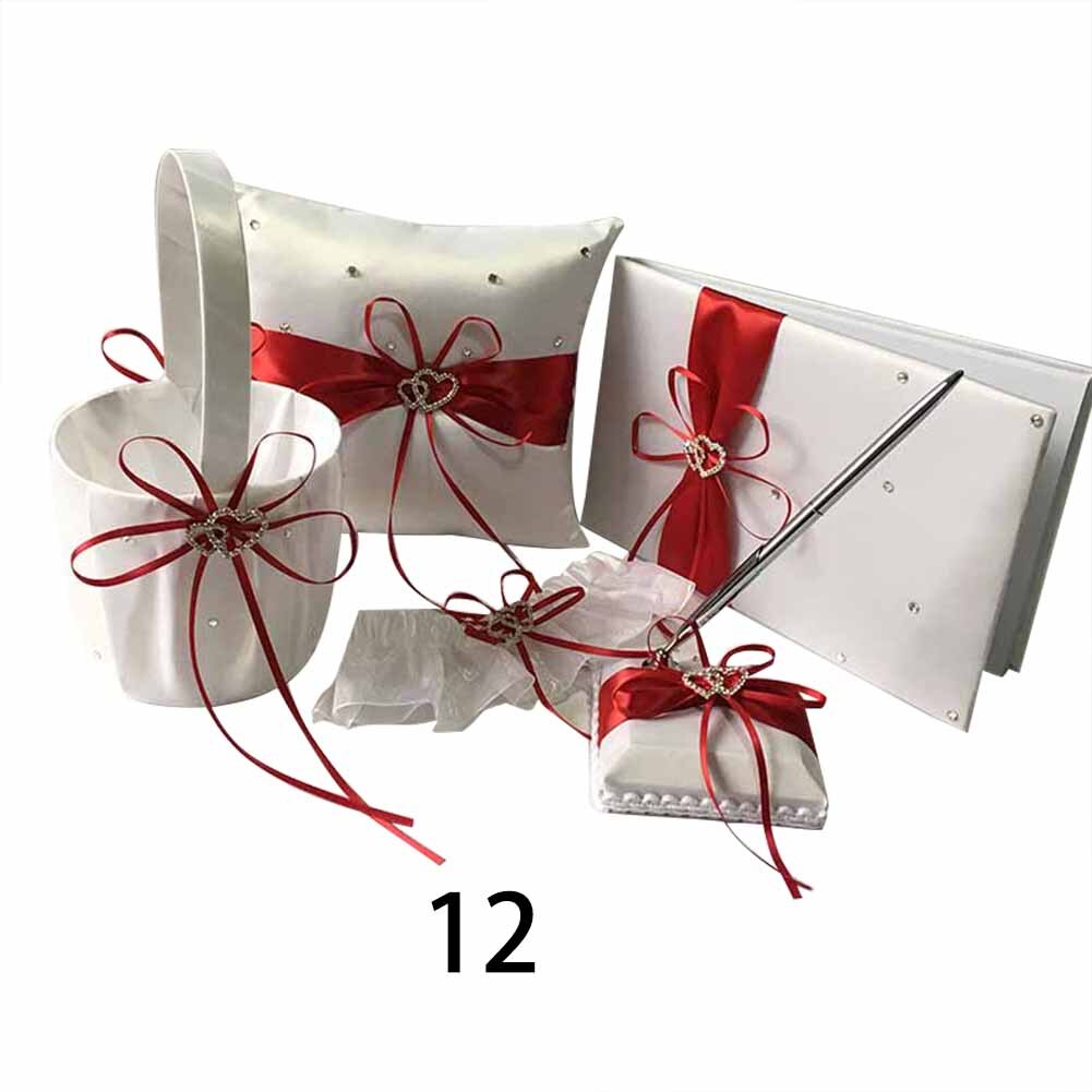 1Set Wedding Guest Book Pen Pillow Flower Basket Set Boite Carte Mariage Wedding Engagement Party Decoration: 12