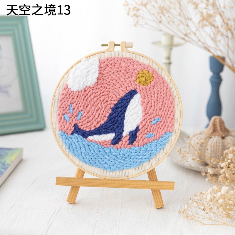 Kit de broderie pour débutants, matériel de bricolage , paquet de matériel de broderie, Kit de poinçons à l'aiguille, fournitures de broderie artisanale: Sky13