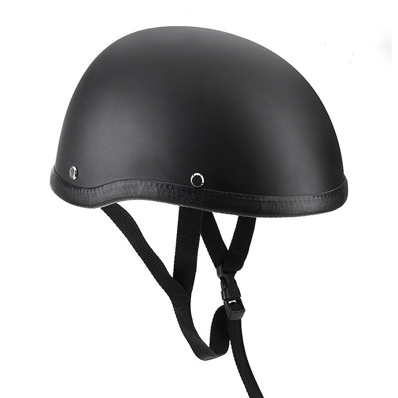 Schedel Cap Motorhelm Vintage Half Gezicht Helm Retro Duitse Stijl chopper Cruiser, Mat Zwart