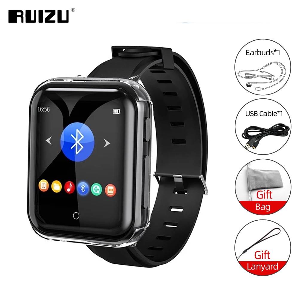 Ruizu M8 MP3 Speler Met Bluetooth Touch Screen Lossless Wearable Muziekspeler Ondersteuning Fm Radio,Recorder,E-Book, video, Stappenteller