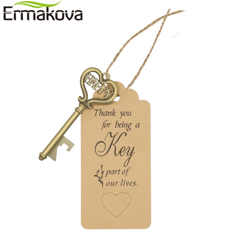 25/50Pcs Key Bottle Opener Wedding Souvenirs Vintage Beer Bottle Opener Keychain With Cardboard Label Party Party Supplie