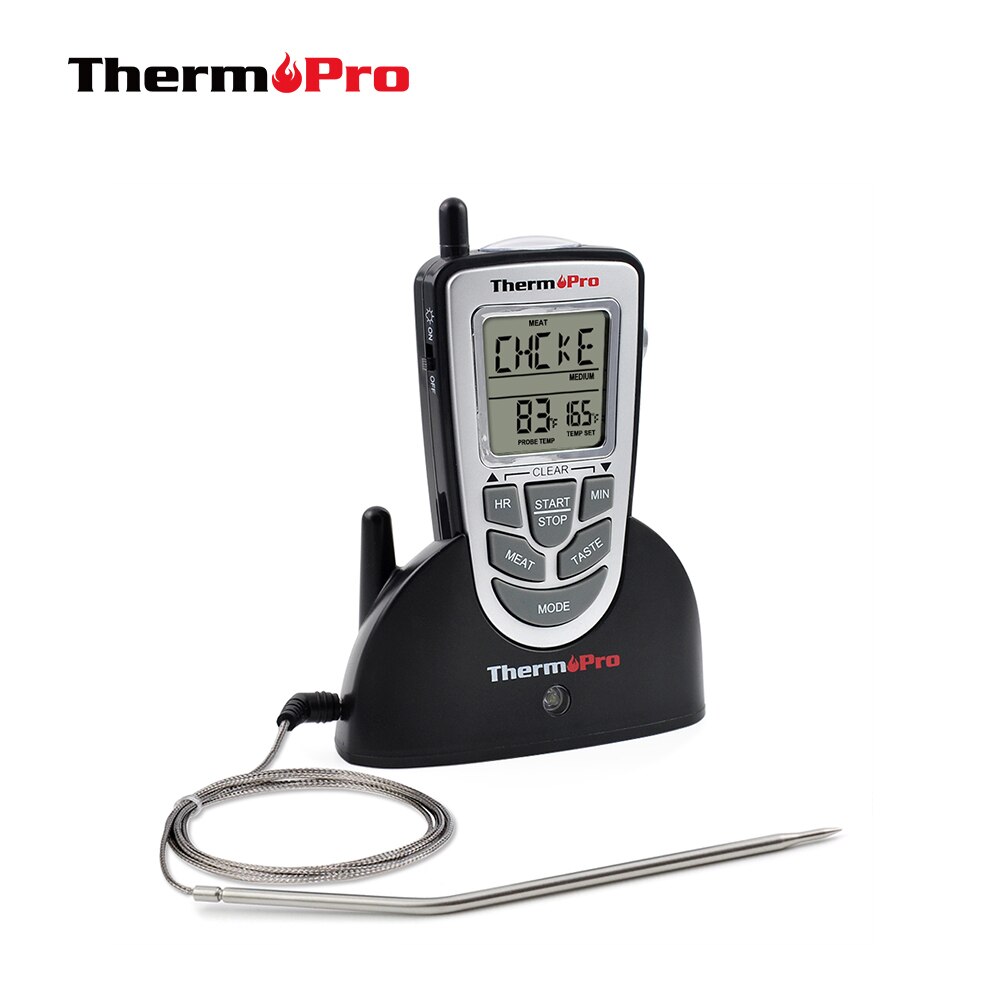 Thermopro TP-09 Termometro A Distanza Senza Fili/Senza Fili Forno Termometro di Carne della Sonda In Acciaio Inox Grande Schermo con Timing