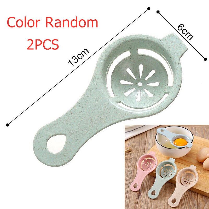 Egg Separator Tool 1PC Stainless Steel Egg Yolk White Separator Cooking Tool Kitchen Gadget Eggs Tools: 2pcs wheat straw