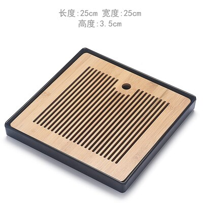 Bamboo Tea Trays-Chinese Tea Serving Kung-Fu Tea Tray Set-Melamine+Bamboo Tea tabl Tray- Drainage Water Storage Tea Set Tools: 15
