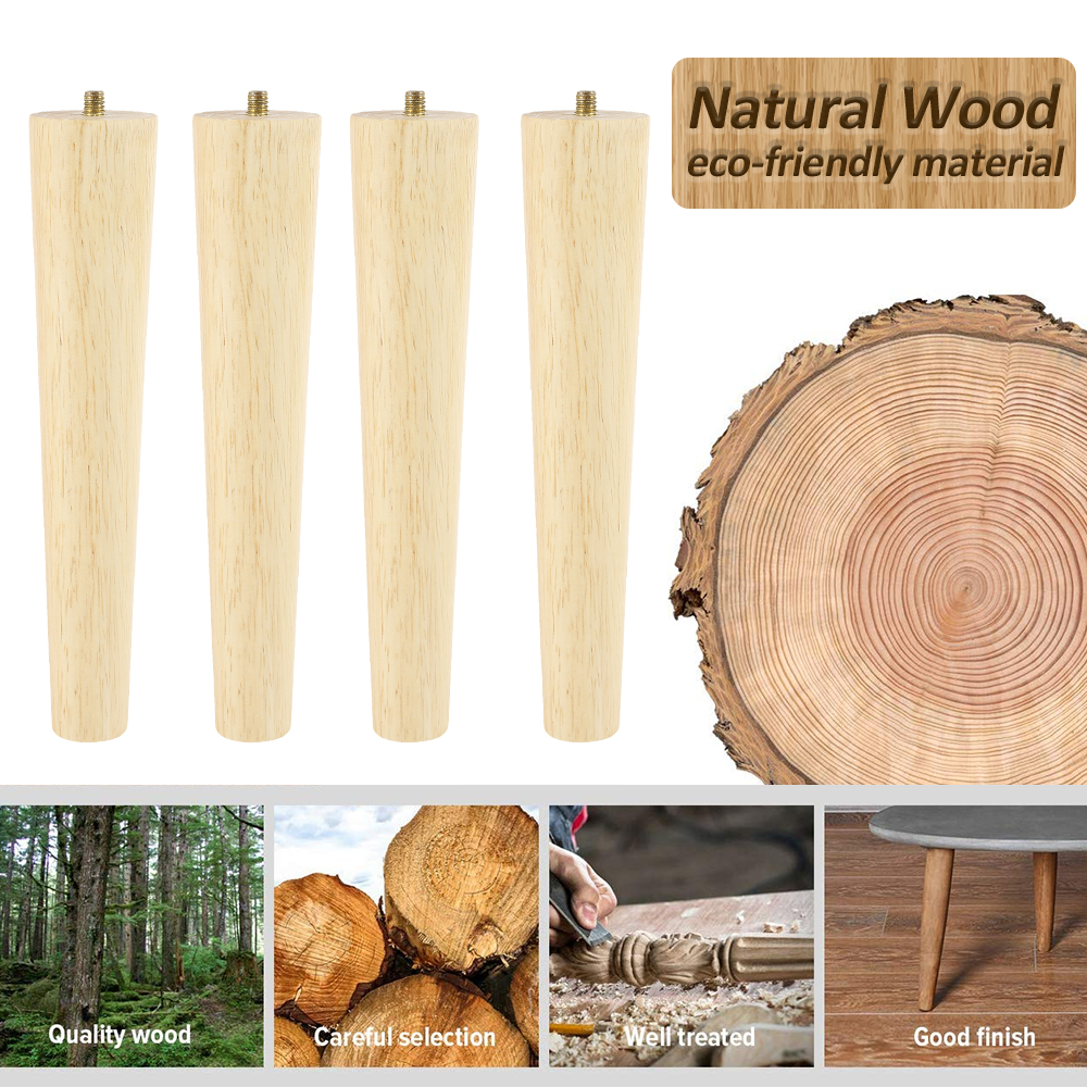 4/8 Stuks Houten Meubelpoten 8/15/20/25 Cm Schuine/Rechte Tafelvoeten Antislip Stoel Voeten Met Accessoire Beschermende Pad Voor Bank