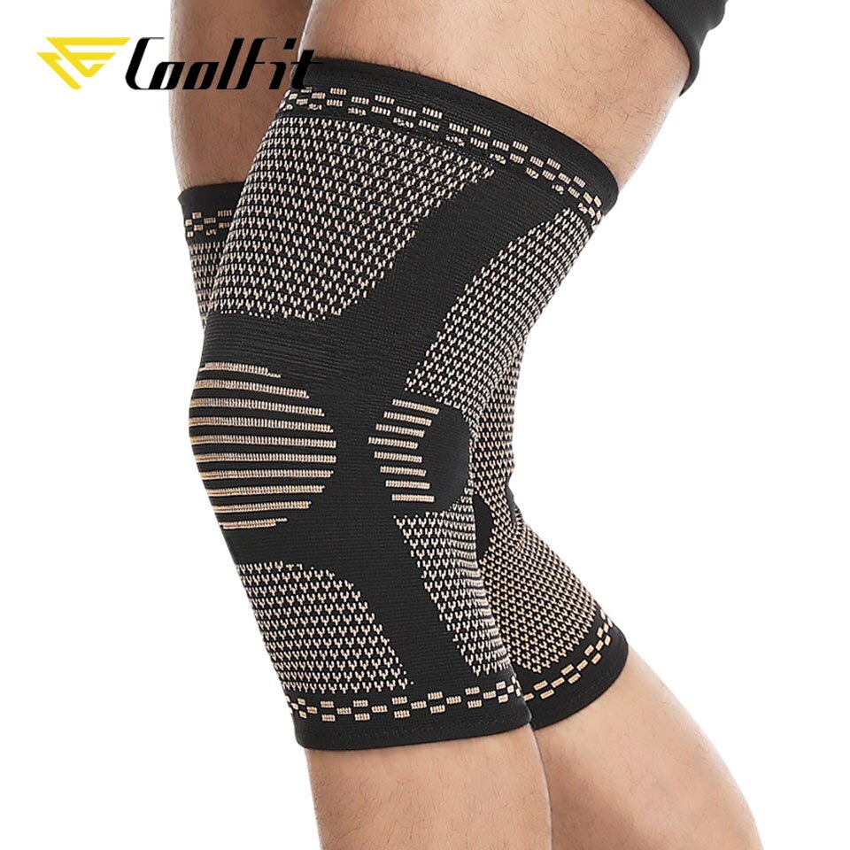 CoolFit-rodilleras elásticas de cobre antideslizantes, rodillera deportiva para Fitness, equipo de Fitness, rótula para correr, soporte de baloncesto, 1 ud.