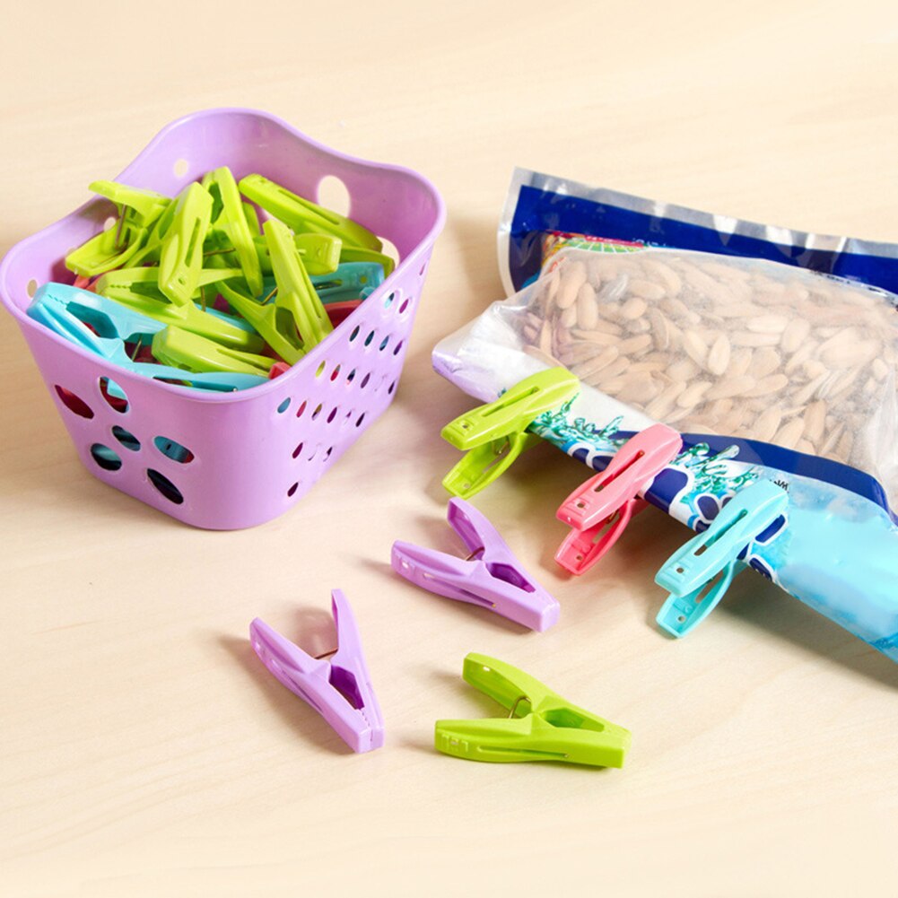 30Pcs Plastic Clothes Pegs with Storage Basket Drying Clothes Clips Socks Shirt Pegs Clothespins Laundry Storage Organizer