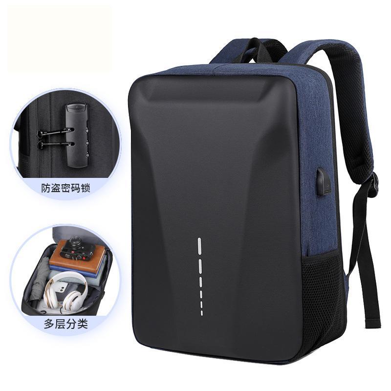 USB Business Hard Shell Backpack Men's Casual Fashionable Anti-theft Travel Backpack Advanced Tent Travel Waterproof Laptop Bag: Blue