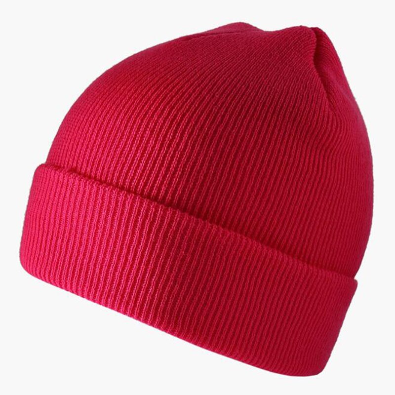 Mode Effen Kleur Gebreide Mutsen Hoed Winter Warm Ski Hoeden Mannen Vrouwen Multicolor Caps Zachte Elastische Cap Sport Bonnet: Rose Red