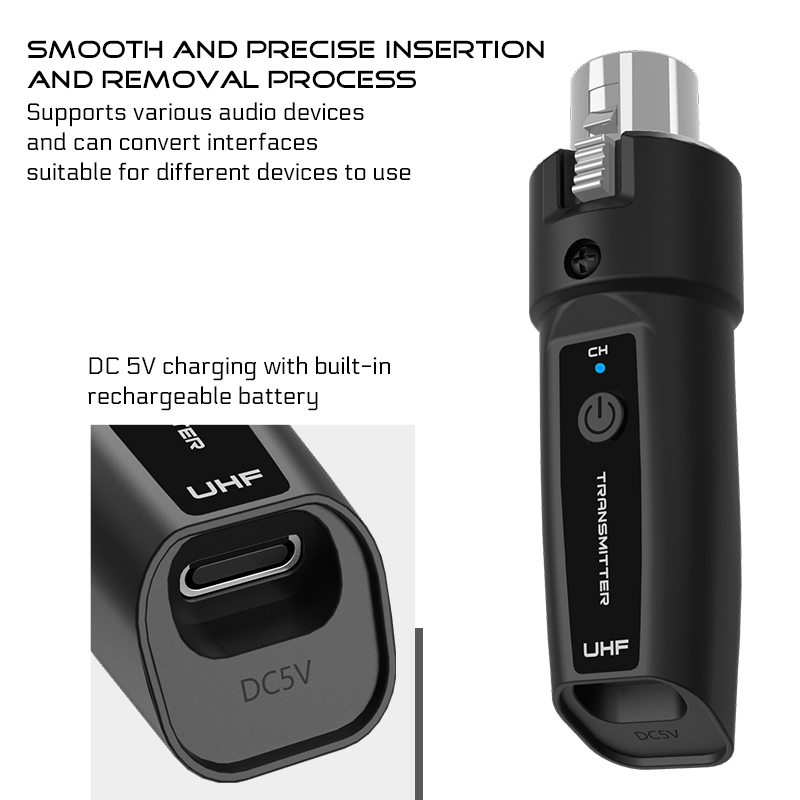 Wired to Wireless microphone Converter system transmitter and receiver for Dynamic Microphone Guitar Audio Mixer PA System