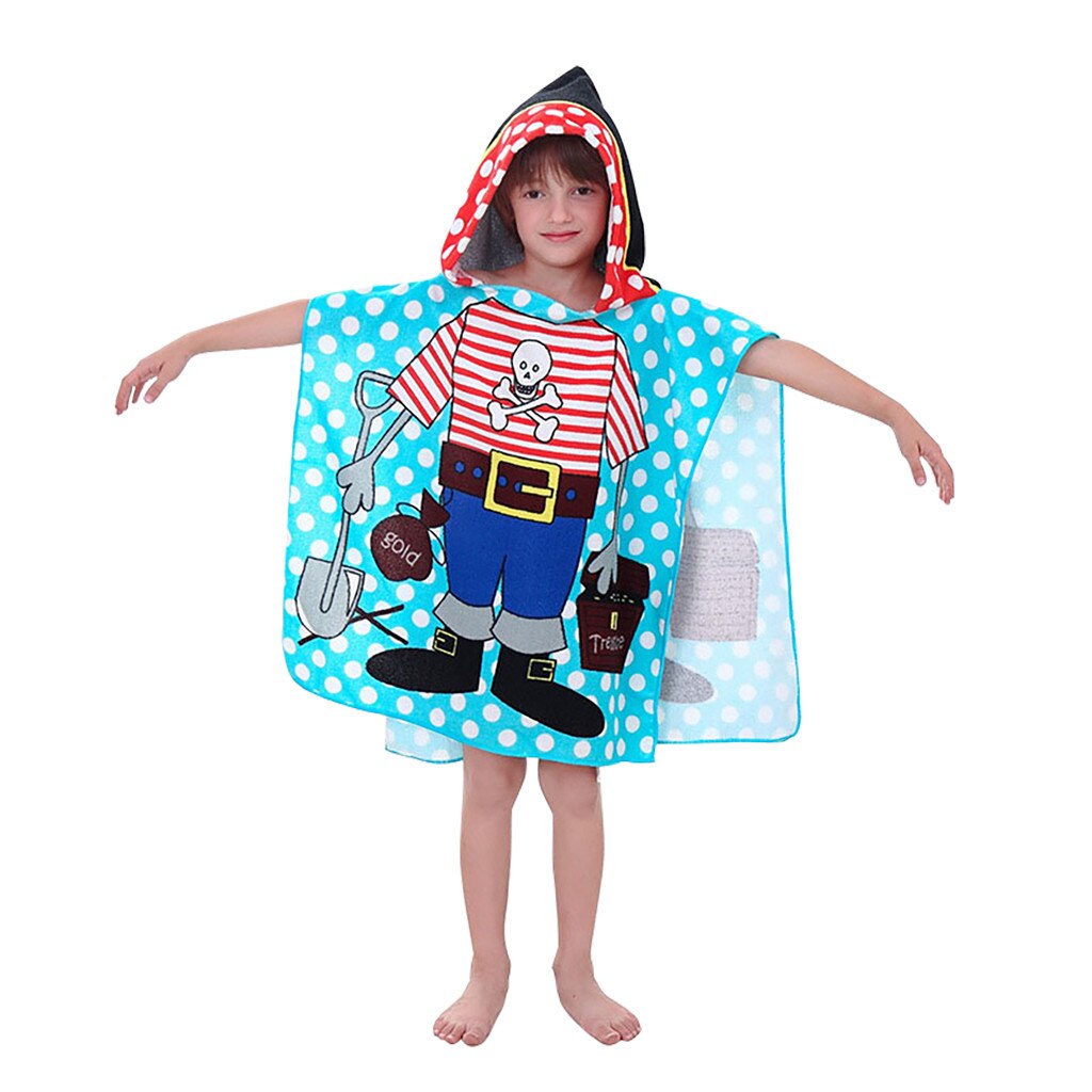 Toalla de playa con capucha para niños, estampado de tiburones, suave piscina, Poncho, capa, niños, bata de baño para Niños #15: D