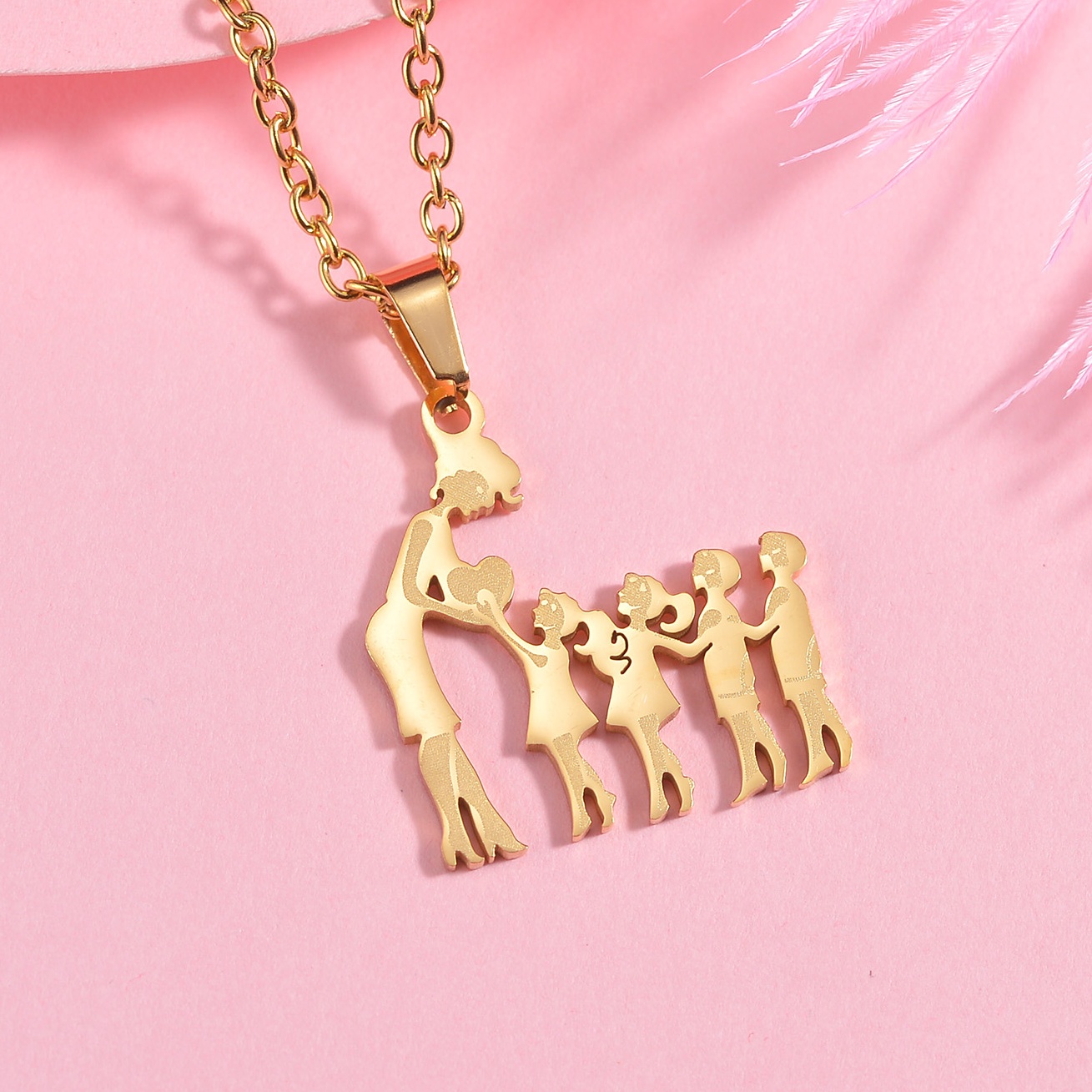 Mothers and Children Family Stainless Steel Necklaces Silver Color Multiples Kids Pendant Necklace Jewelry Mother's Day