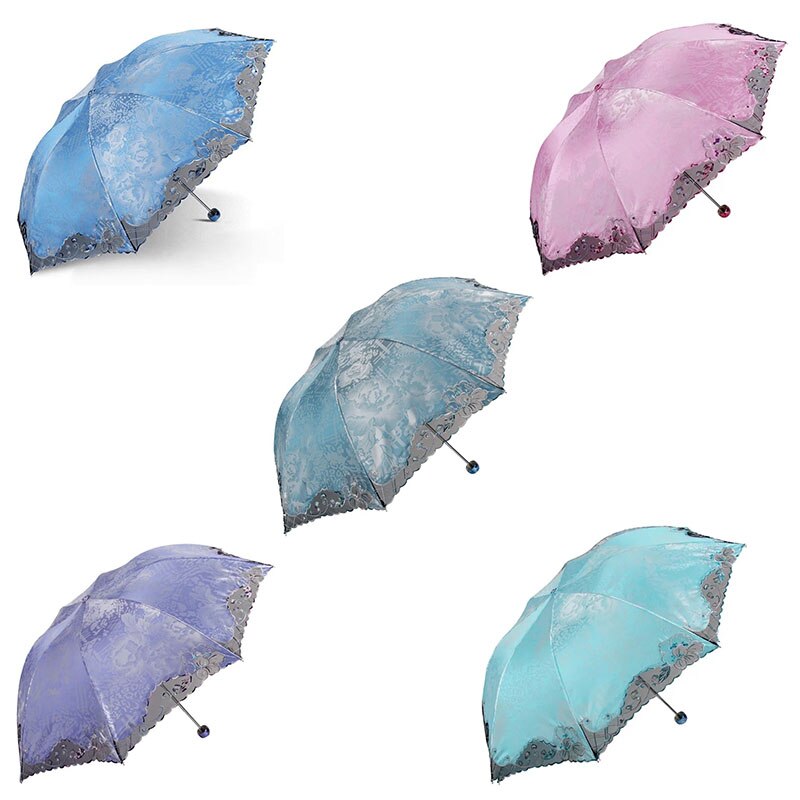 Brand Lace Umbrella Rain Women Folding Flower Portable Clear Umbrellas Double Girl Parasol Female Chinese