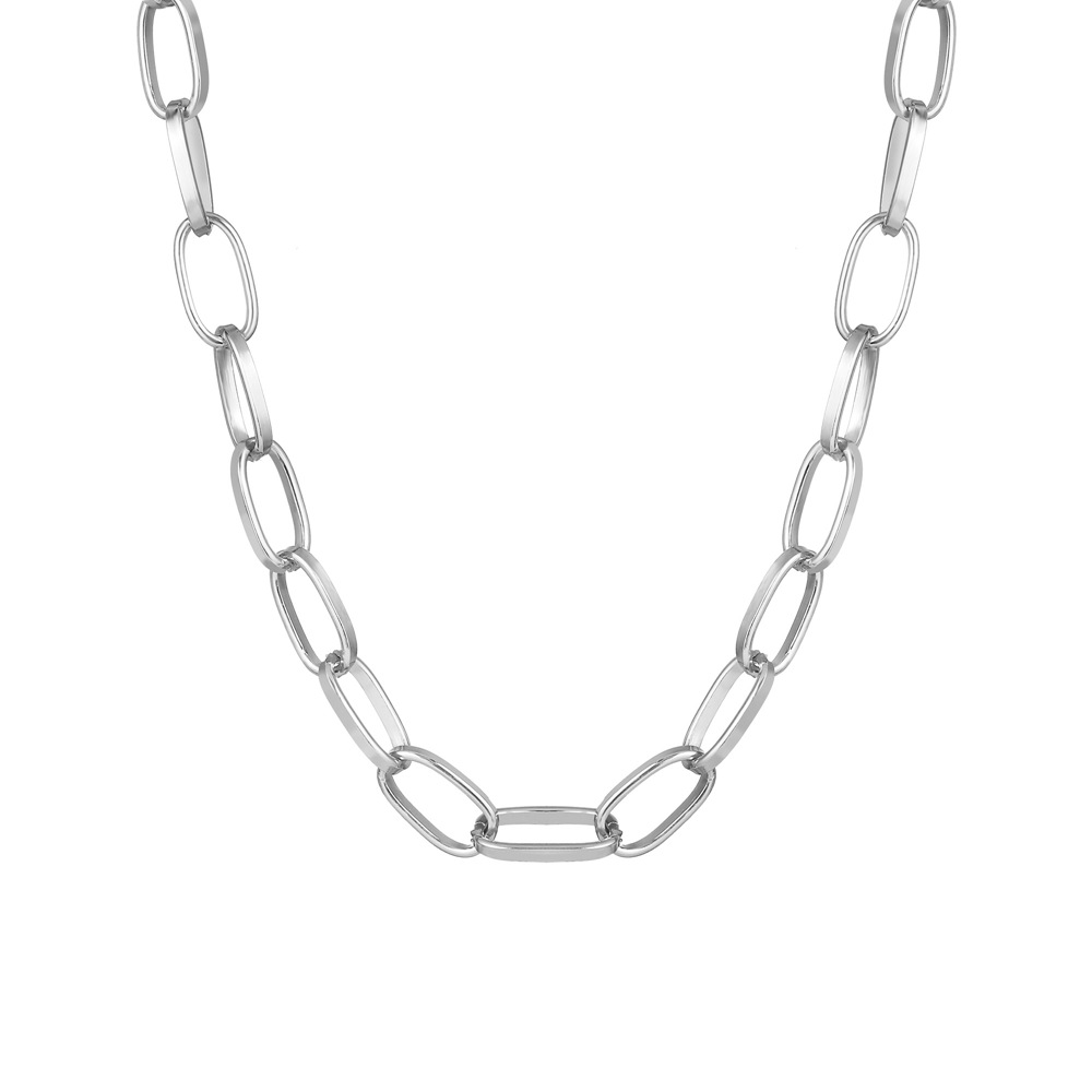 Collar de cadena de eslabones de acero inoxidable Punk Simple para mujer, tendencia callejera de Hip Hop, collar para hombre, de joyería: Rojo-marrón