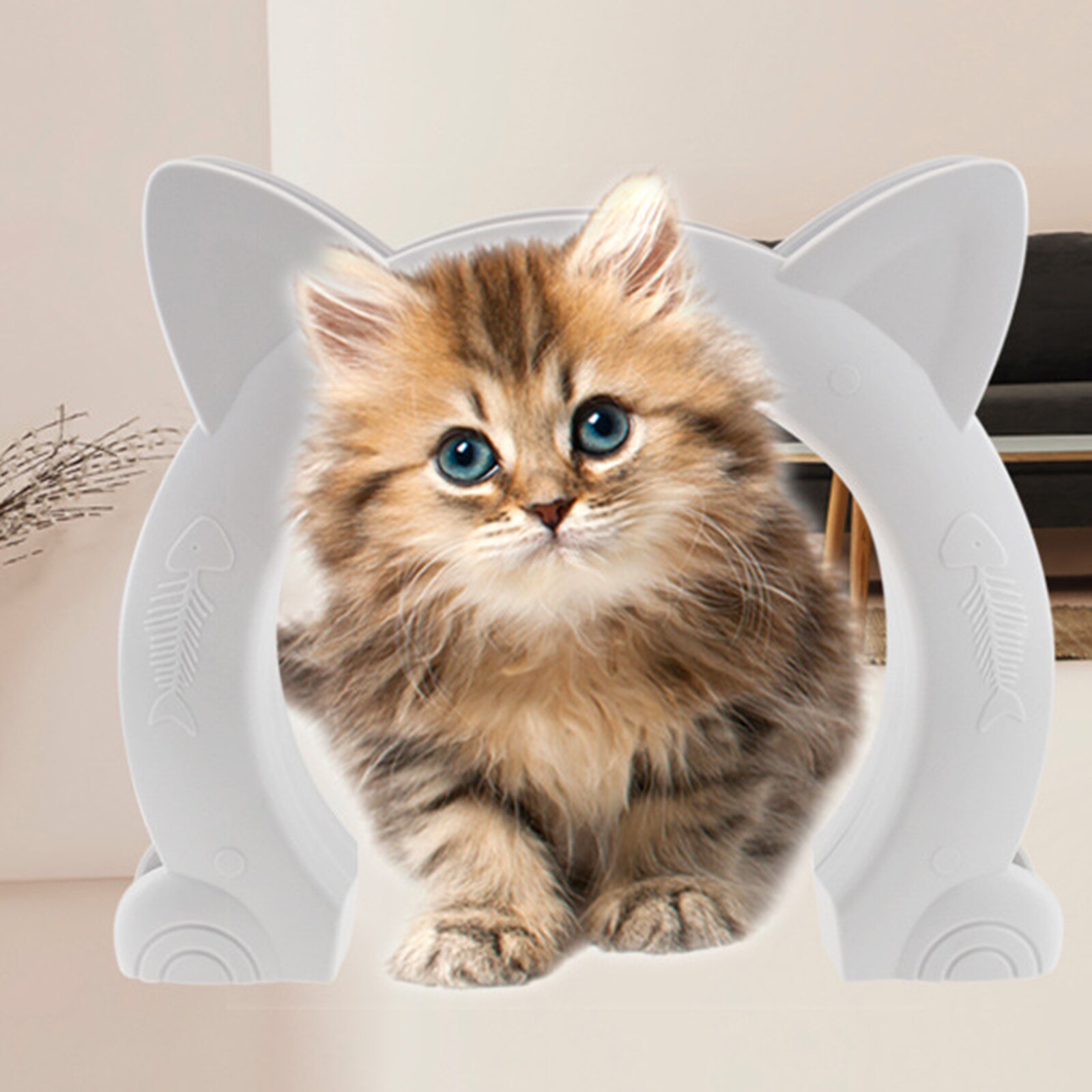 Cute Cat Door, Pet Door for Kitty Interior Door Hole Pass Fits Hollow for Small Medium Large Cats Hidden Litter Box Gate