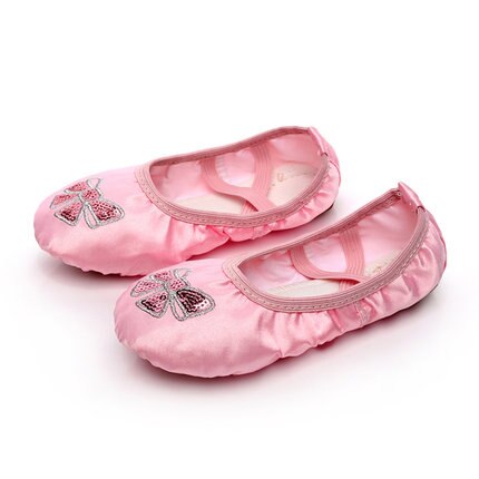 Embroidered SATIN SEQUIN dance shoes soft soled ballet shoes: 13.5