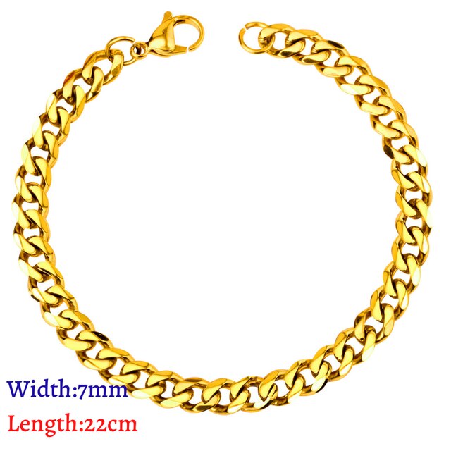 LUXUKISSKIDS-Pulseras hombre de acero inoxidable de para mujer y hombre, originales para mujer,cadenas de eslabones cubanos, pulsera de muñeca para pareja, de joyería,pulsera plata,navidad: Color oro puro
