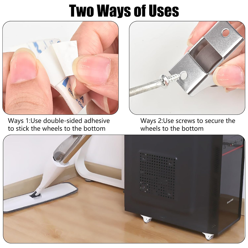 Small Furniture Caster Wheels Low Profile Soft Rubber Wheel Rolling Castor Wheels Mini Rigid Silent Caster Wheel for Cart Drawer