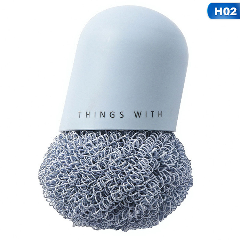 Køkken husholdning opvask vaskekande børste pande rengøring børste stål kugle rengøring kugle værktøj: H02