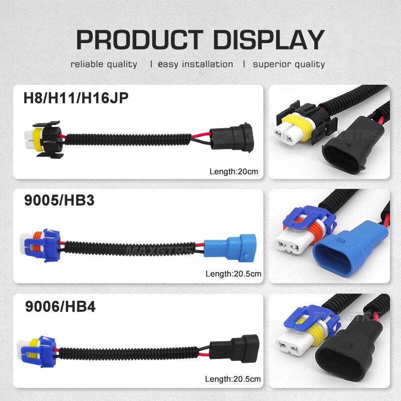 2X H1 H4 H7 H11 9005 9006 HB3 HB4 cerámica adaptador hembra cableado arnés enchufe de cable de coche enchufe de cable conector para HID LED Bombilla