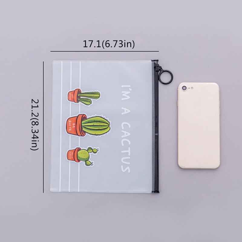 Sacs en plastique à fermeture éclair, Cactus dessin animé mignon sac de rangement Transparent de maquillage pour crayon organisateur de bureau à domicile