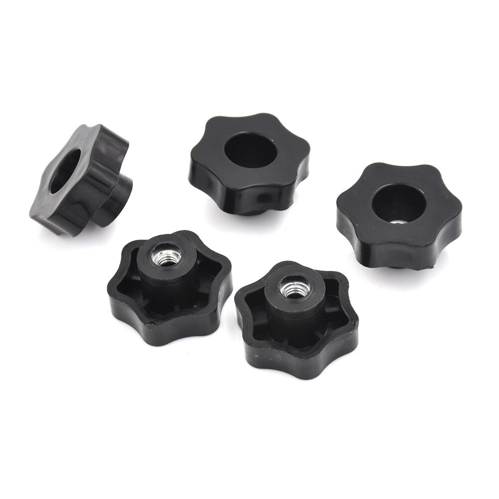 4 PCS Clamping Nuts Knob with through-hole for industry equipment M6 Female Thread Star Shaped Head