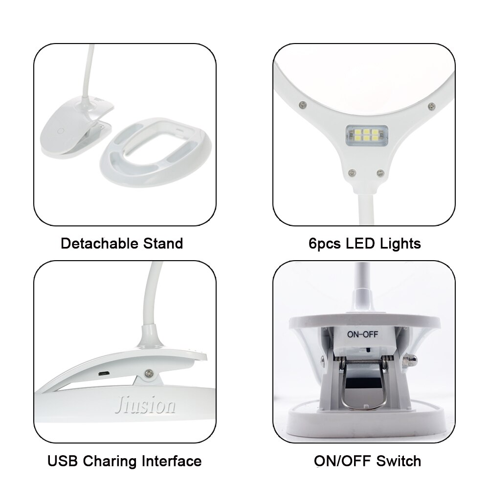 Illuminating Physics Magnifier Handheld Foldable Portable 3x 8x 120LXU Table Lamp Desk Mini Clip-on LED Glass Tool Repair Tools