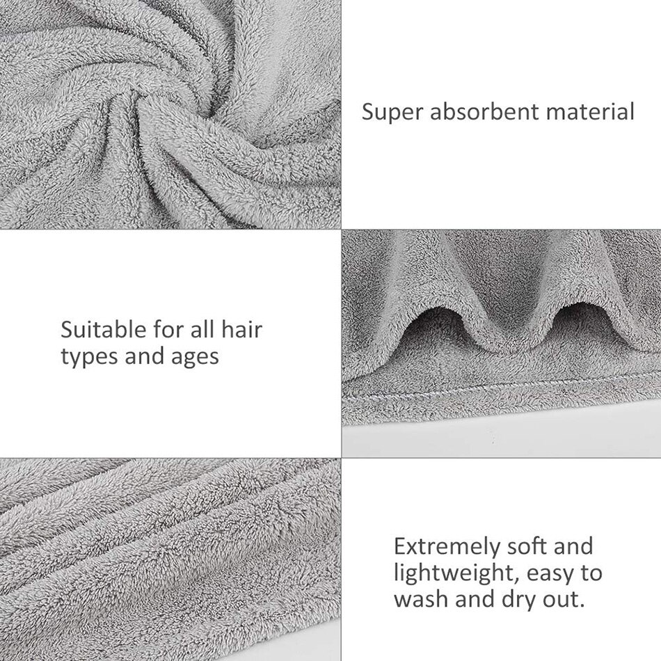 Dry Hair Towel Microfiber Polyester Flannel Wisp Long Curly Head Bath Hand Turban Towel for Adult Women Super Absorbent Quick