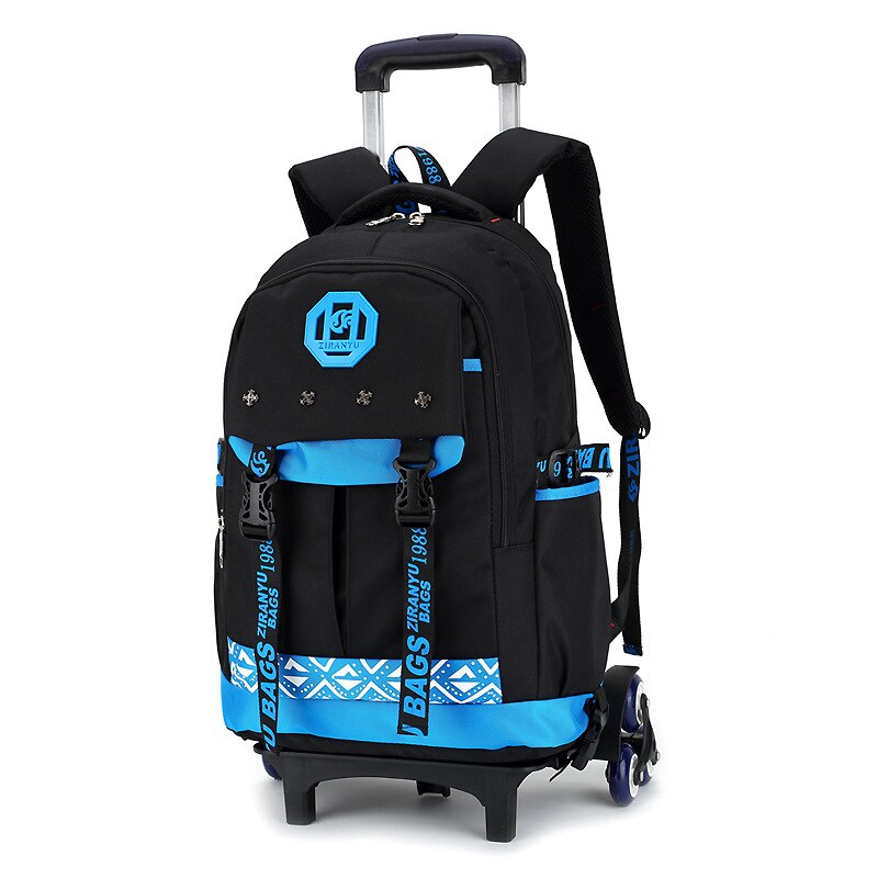 Children Trolley School Bag Backpack Wheeled Schoolbag for Boys Grils Students Backpack Travel Luggage Mochilas Escolares: 3 wheels blue