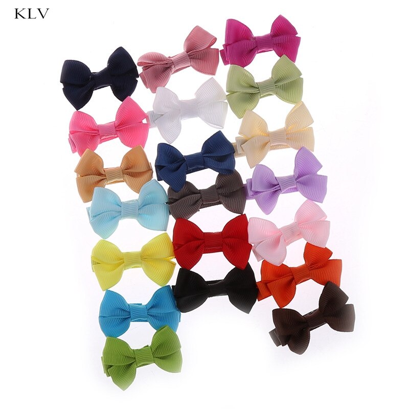 20 Pièces Nœud Papillon Accessoires Cheveux Pour Filles - Avec Pinces Crocodile Et élastiques, Ruban Gros-grain