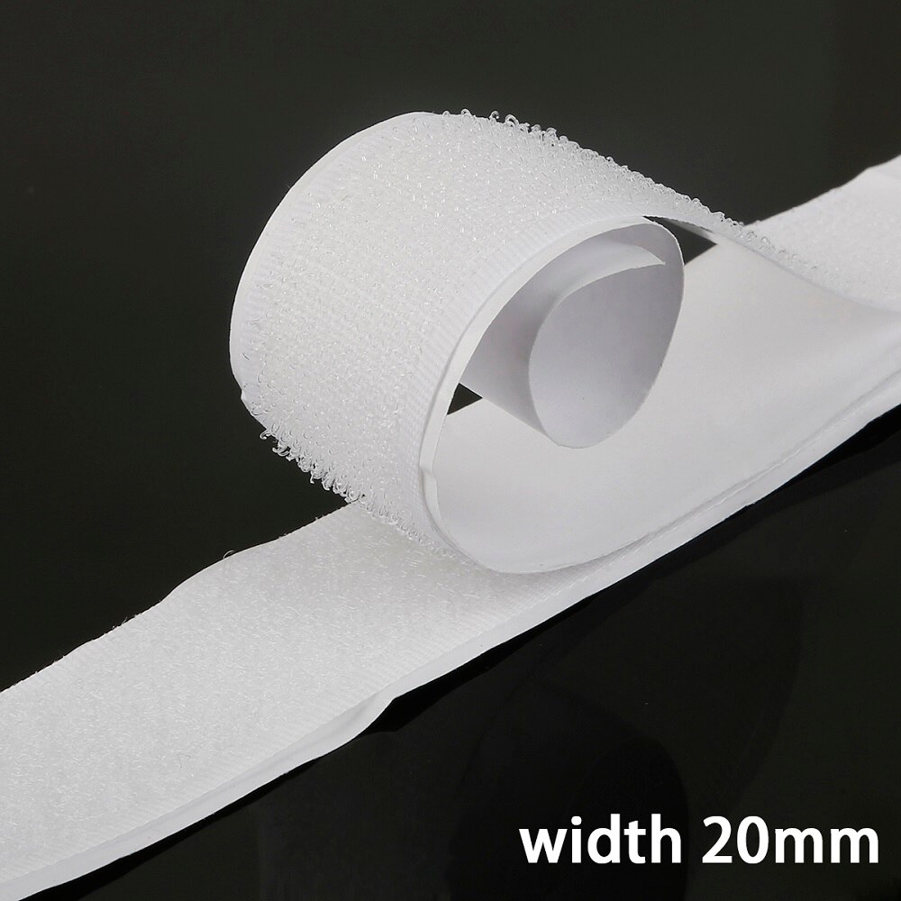 16/20/25/30/40mm*1M Black White Hook and Loop Fastener Tape Magic Nylon Sticker Adhesive Hook Loop Discs Tape Sewing Strong Glue: 20mm White