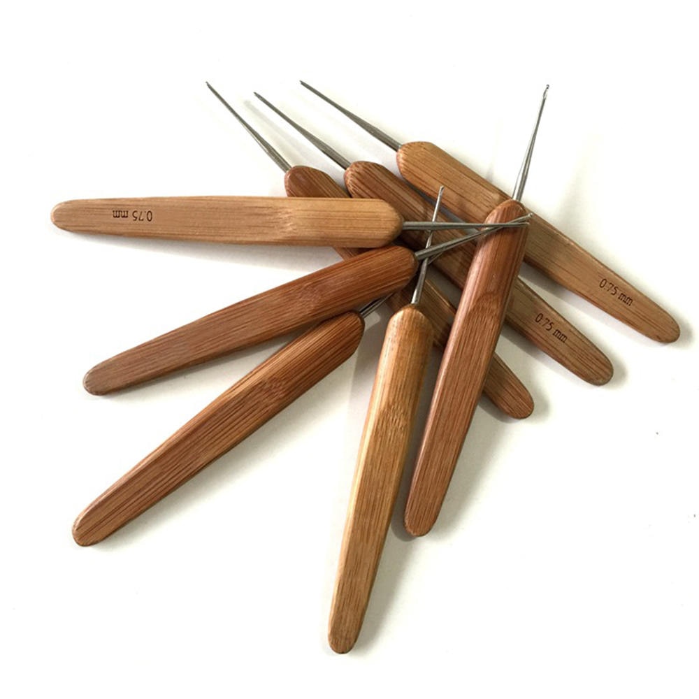 Weaving Latch Hook Dreadlock Crochet Sew Wig Hair Needle For Micro Braids Tools bamboo + metal