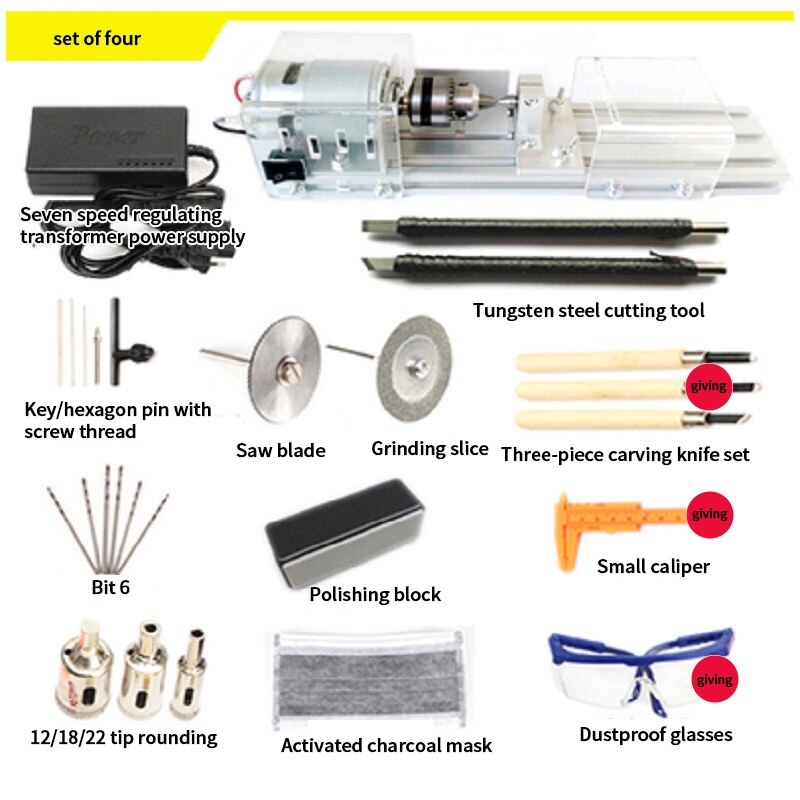 Mini Kralen Machine Mini Kraal Auto Kralen Machine Thuis Kralen Draaibank Diy Houten Kralen Houtbewerking Gereedschap: Package 4
